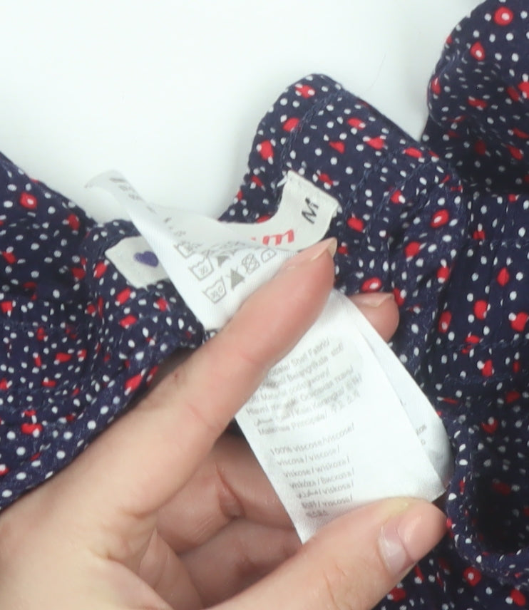 Etam Women's Blue Polka Dot Viscose Jogger Trousers Size M