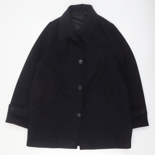 Uniqlo Men’s Black Wool Blend Mid-Length Overcoat Size M