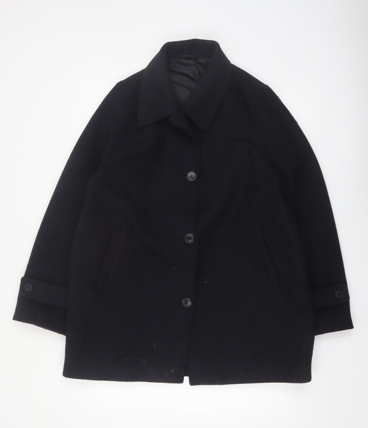 Uniqlo Men’s Black Wool Blend Mid-Length Overcoat Size M