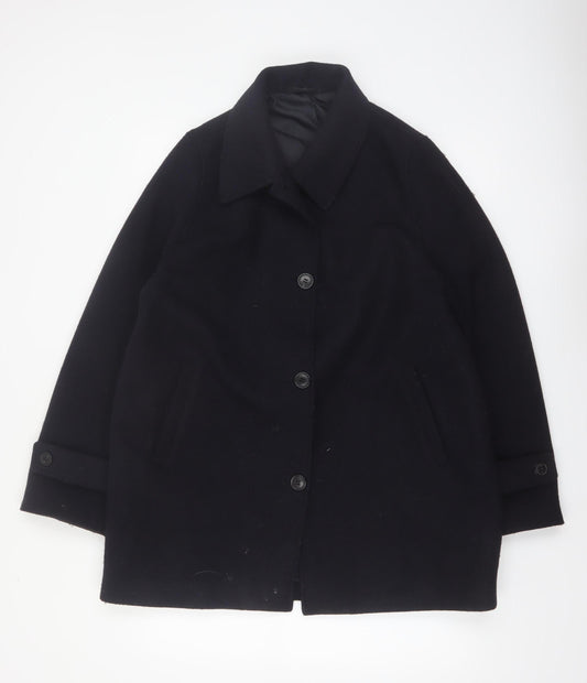 Uniqlo Men’s Black Wool Blend Mid-Length Overcoat Size M