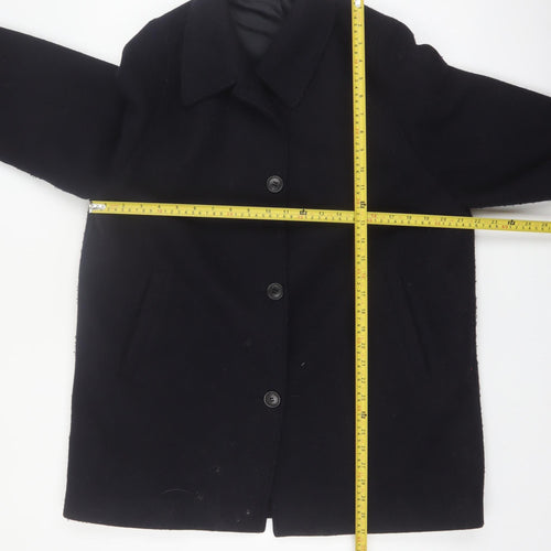 Uniqlo Men’s Black Wool Blend Mid-Length Overcoat Size M