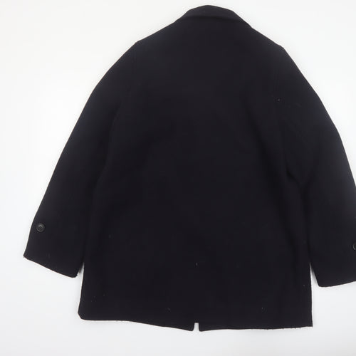 Uniqlo Men’s Black Wool Blend Mid-Length Overcoat Size M