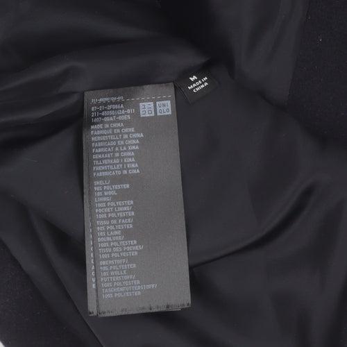 Uniqlo Men’s Black Wool Blend Mid-Length Overcoat Size M