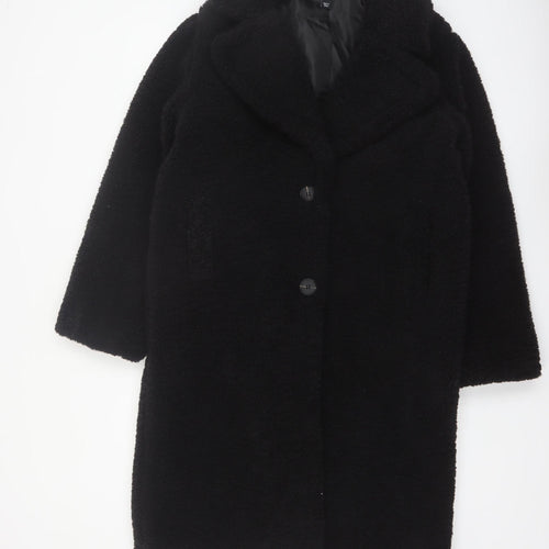 New Look Women’s Black Long Teddy Coat Size 10