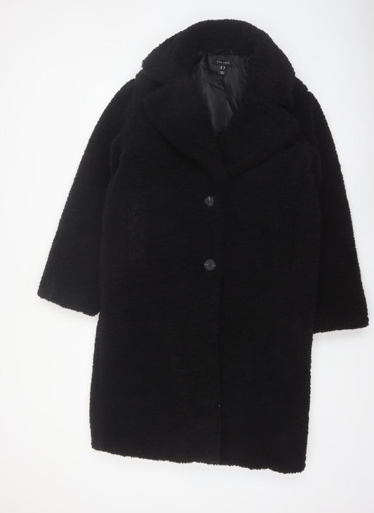 New Look Women’s Black Long Teddy Coat Size 10