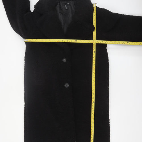 New Look Women’s Black Long Teddy Coat Size 10