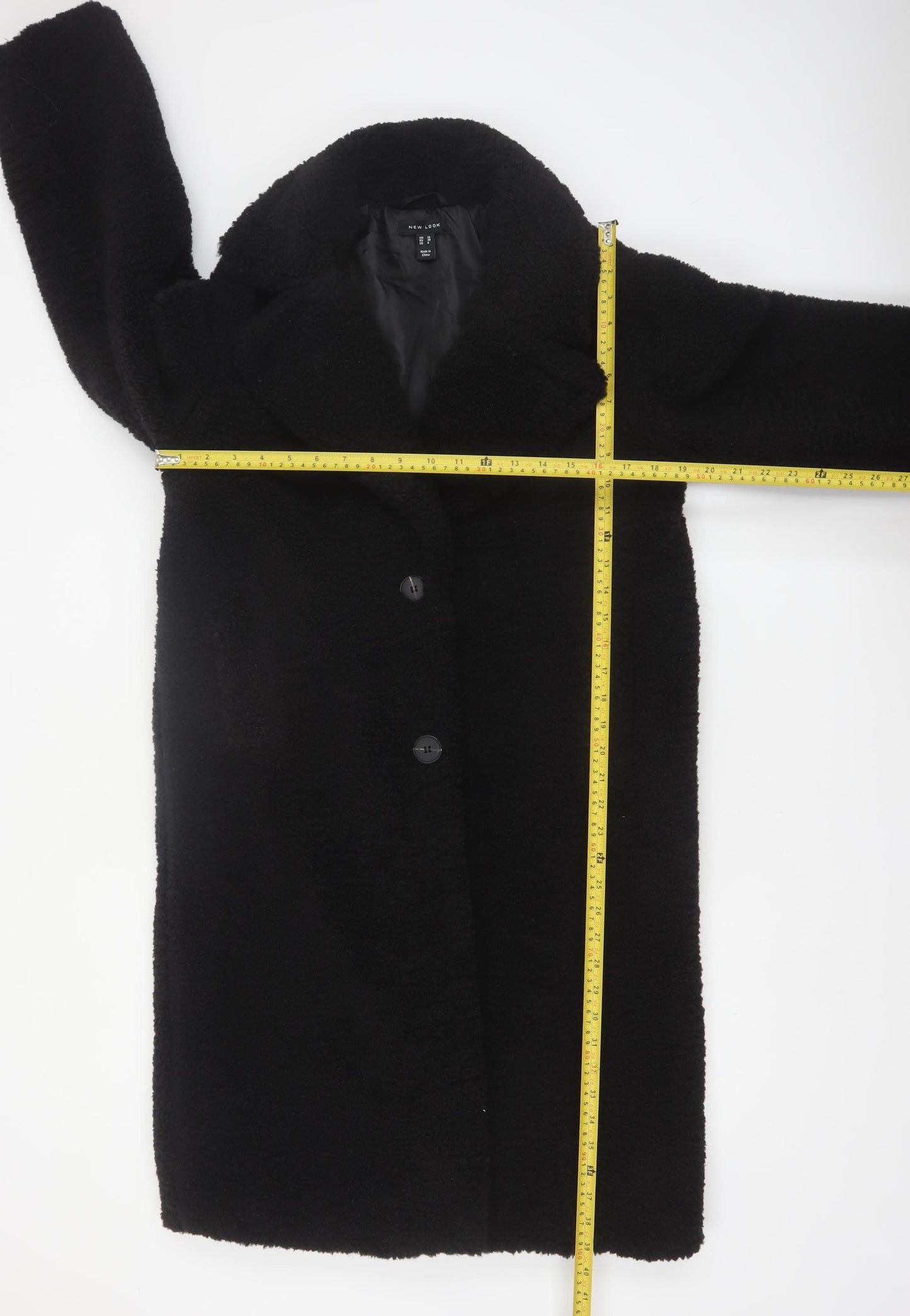 New Look Women’s Black Long Teddy Coat Size 10