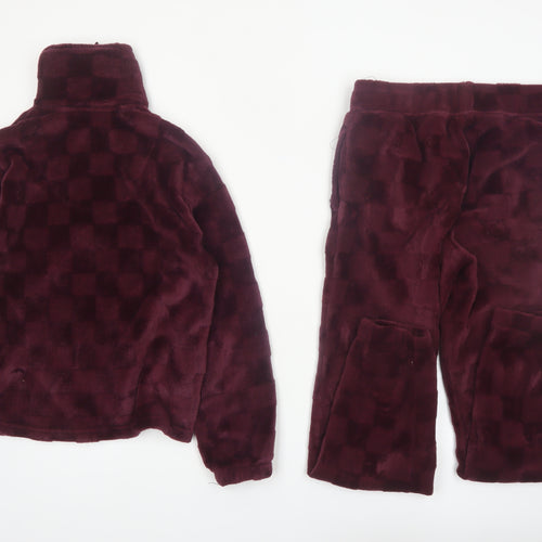 Jane and Bleecker Womens Burgundy Fleece Pyjama Set S Winter Warm Loungewear