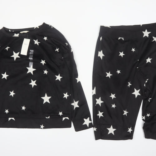 Marks and Spencer Women's Black Star Satin Pyjama Set L