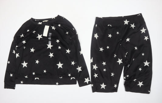 Marks and Spencer Women's Black Star Satin Pyjama Set L