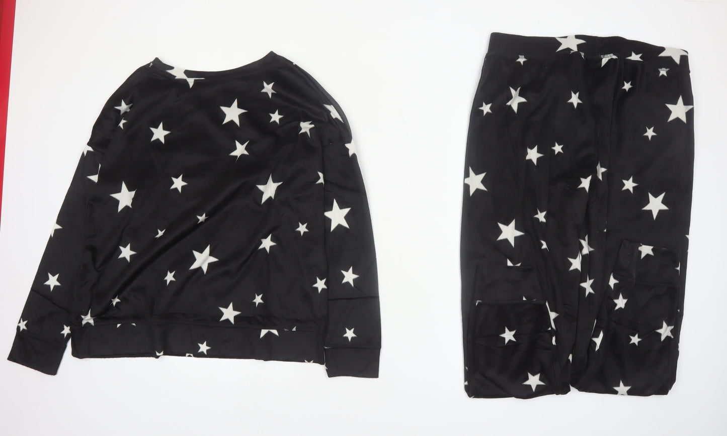 Marks and Spencer Women's Black Star Satin Pyjama Set L