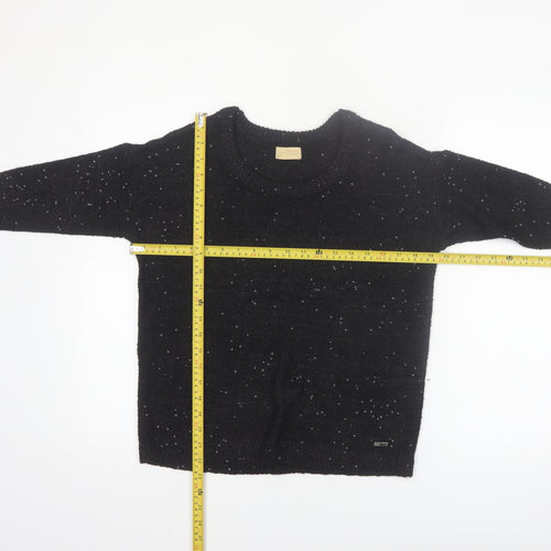 Dzarm Womens Black Sequin Knit Pullover Jumper Size 2XS