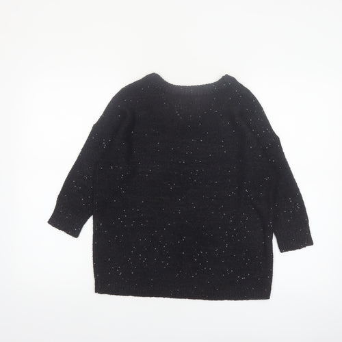 Dzarm Womens Black Sequin Knit Pullover Jumper Size 2XS