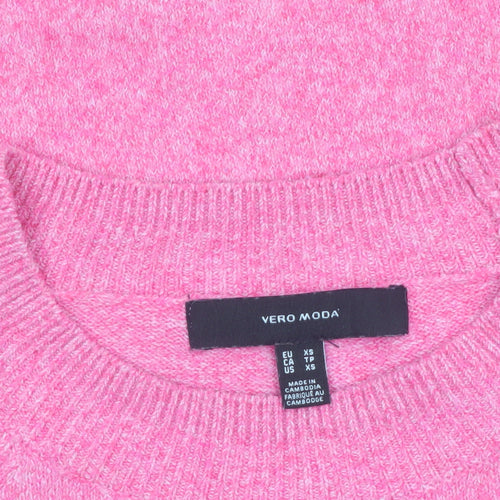 Vero Moda Womens Pink Crew Neck Knit Pullover Jumper XS