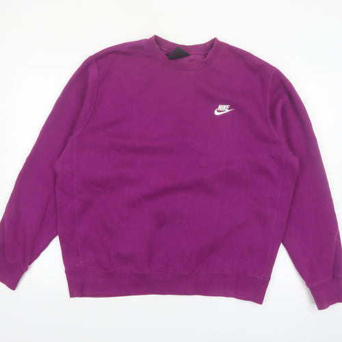 Nike Men's Purple Crew Neck Fleece Sweatshirt L Regular Fit
