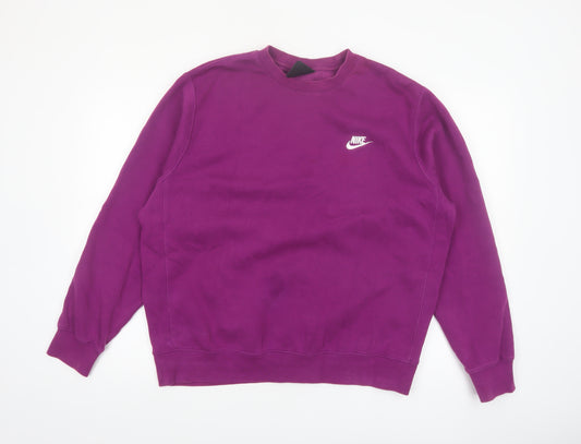 Nike Men's Purple Crew Neck Fleece Sweatshirt L Regular Fit