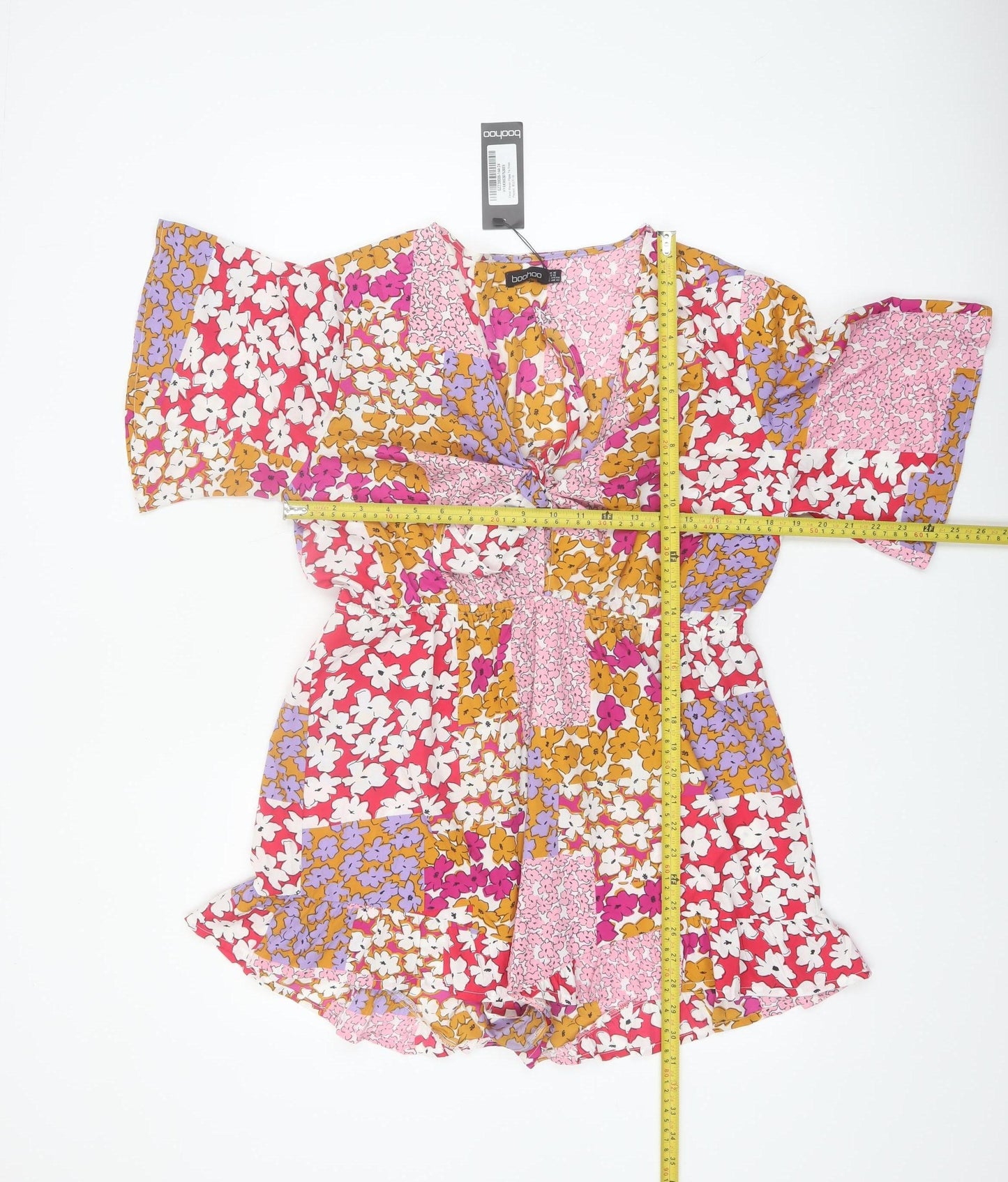 Boohoo Womens Multicoloured Floral Playsuit UK 16 Polyester Summer
