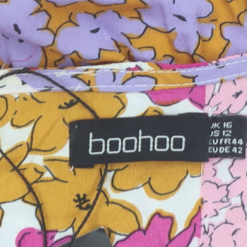Boohoo Womens Multicoloured Floral Playsuit UK 16 Polyester Summer