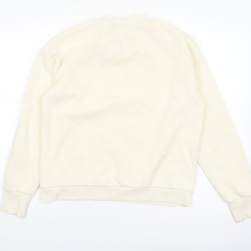 FILA Women Beige Small Crew Neck Pullover Sweatshirt Classic Logo