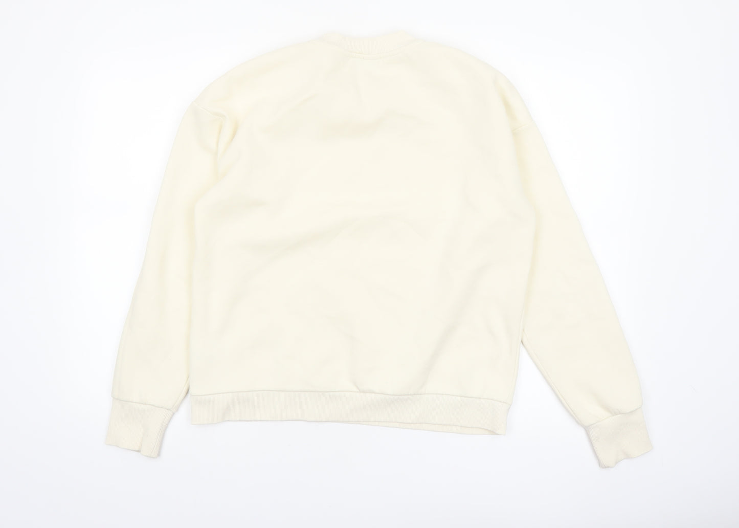 FILA Women Beige Small Crew Neck Pullover Sweatshirt Classic Logo