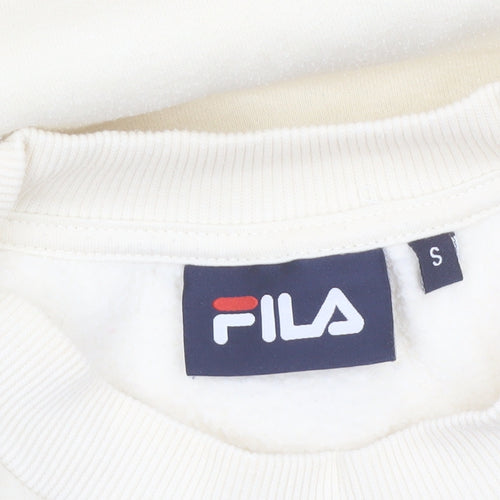 FILA Women Beige Small Crew Neck Pullover Sweatshirt Classic Logo