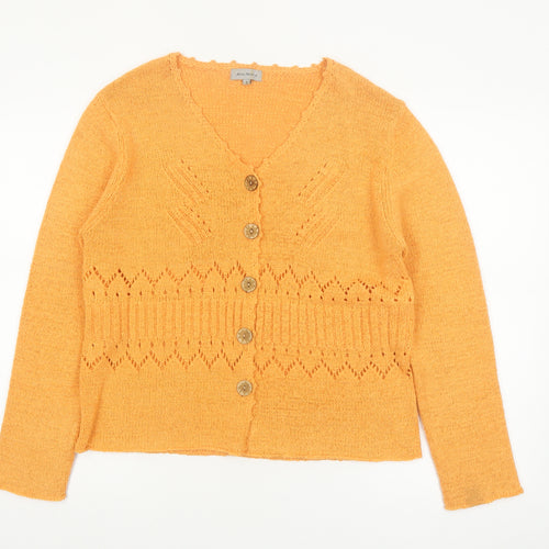 Ann Marie Women's Orange Knit Button Cardigan Size 12