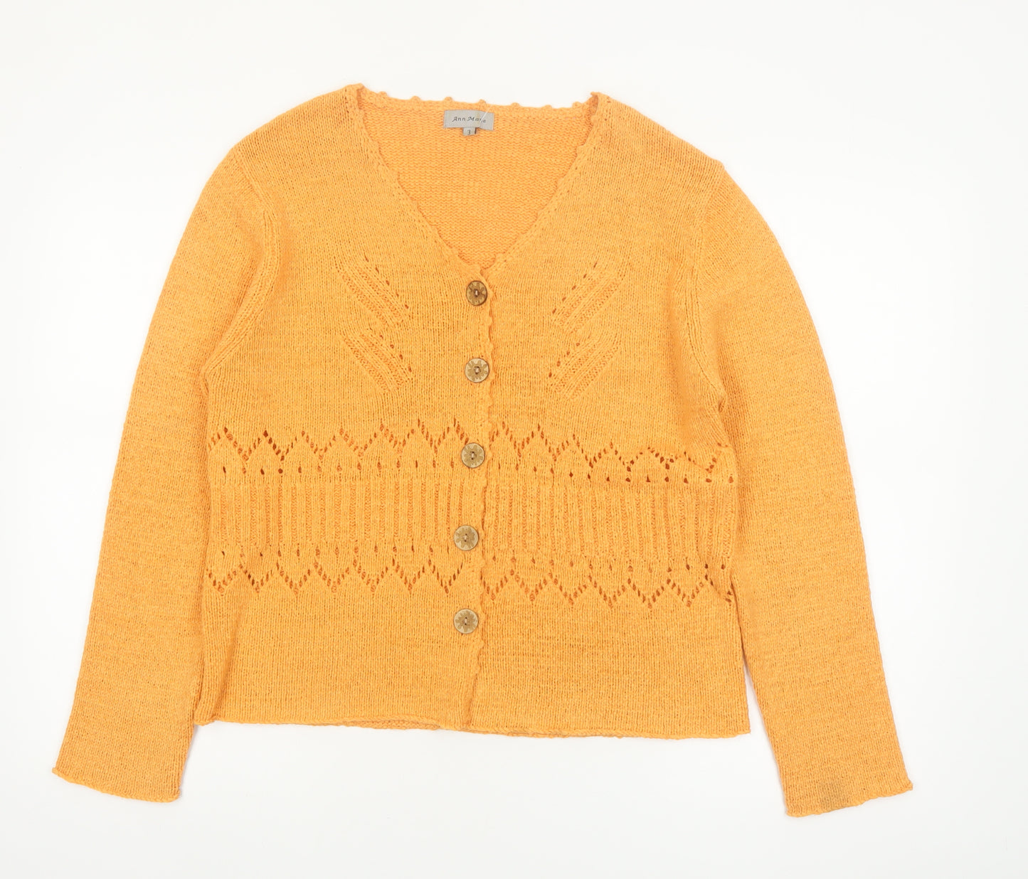 Ann Marie Women's Orange Knit Button Cardigan Size 12