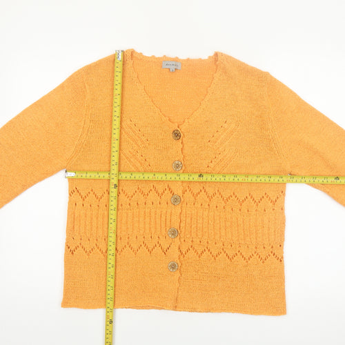 Ann Marie Women's Orange Knit Button Cardigan Size 12