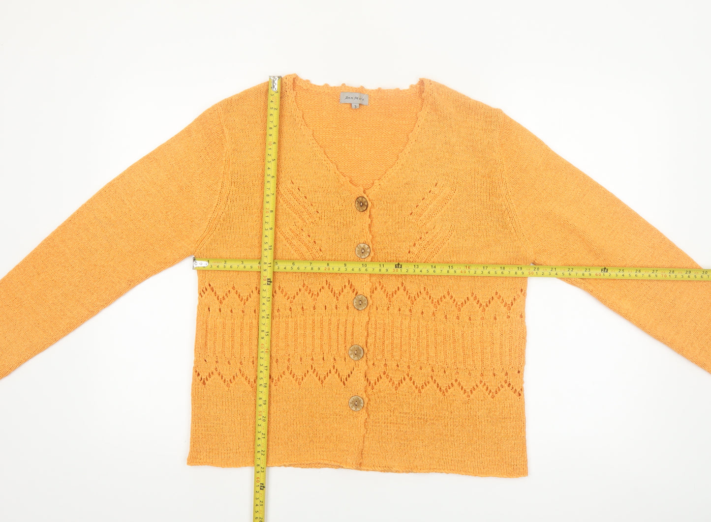 Ann Marie Women's Orange Knit Button Cardigan Size 12