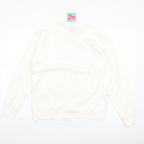 Disney Women White Minnie Mouse Cotton Blend Pullover Sweatshirt S