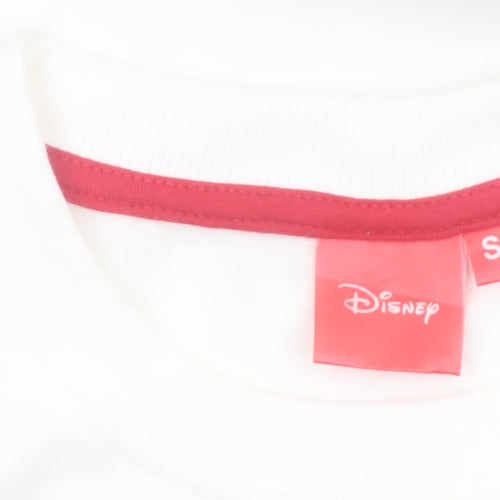 Disney Women White Minnie Mouse Cotton Blend Pullover Sweatshirt S