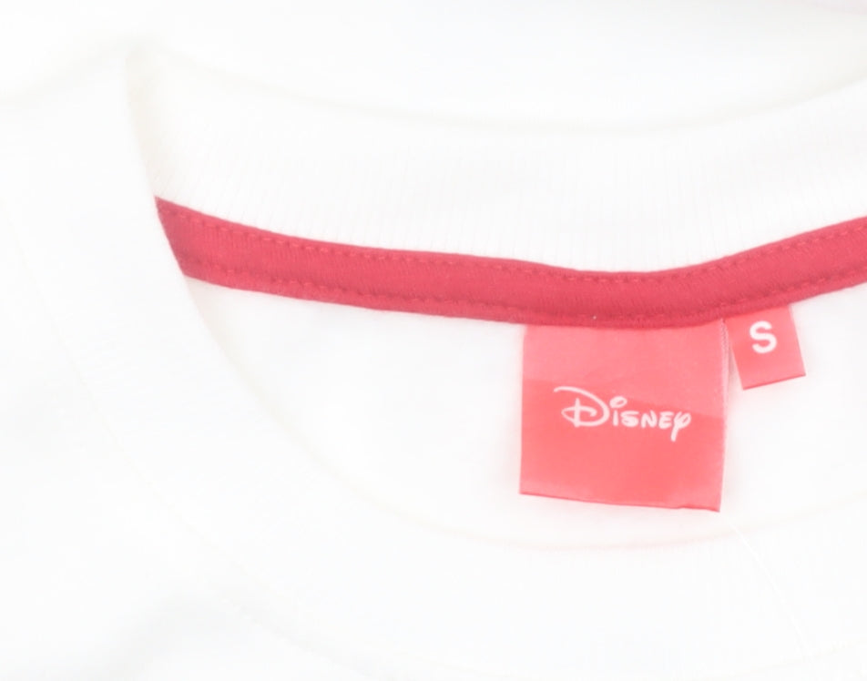 Disney Women White Minnie Mouse Cotton Blend Pullover Sweatshirt S
