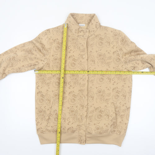 Damart Women Beige Floral Basic Jacket Size 14 Regular Fit