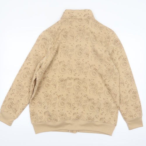 Damart Women Beige Floral Basic Jacket Size 14 Regular Fit