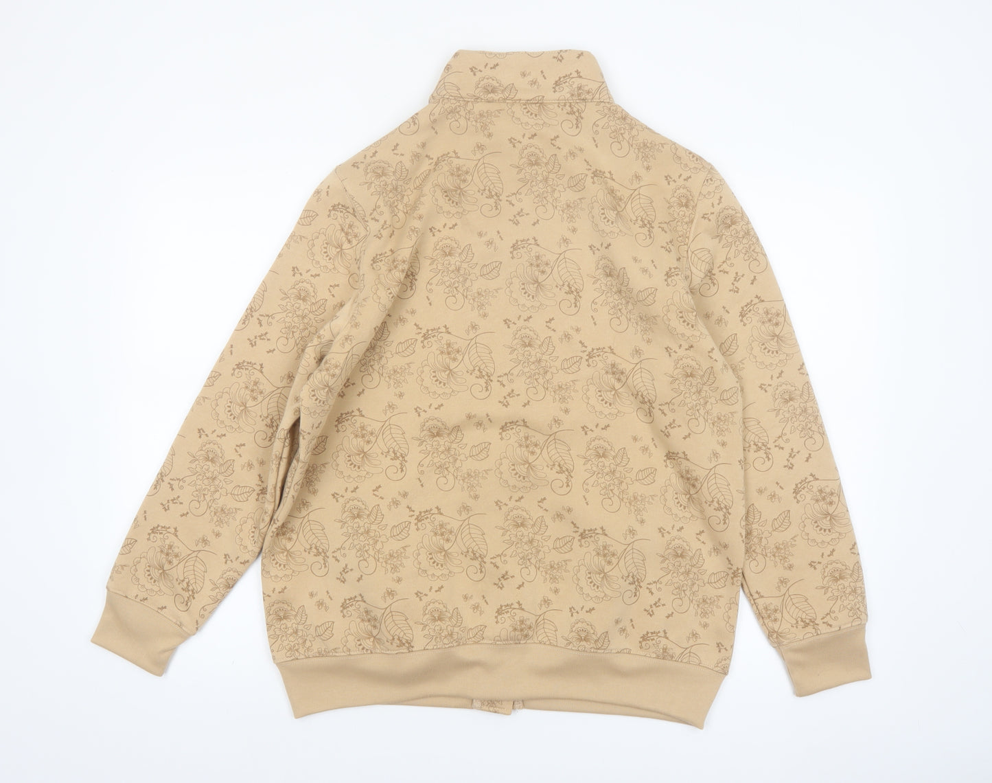 Damart Women Beige Floral Basic Jacket Size 14 Regular Fit