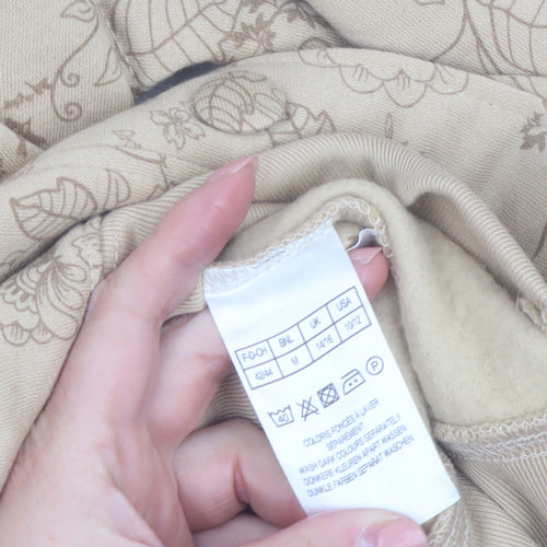 Damart Women Beige Floral Basic Jacket Size 14 Regular Fit