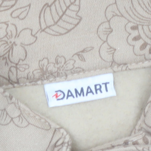 Damart Women Beige Floral Basic Jacket Size 14 Regular Fit