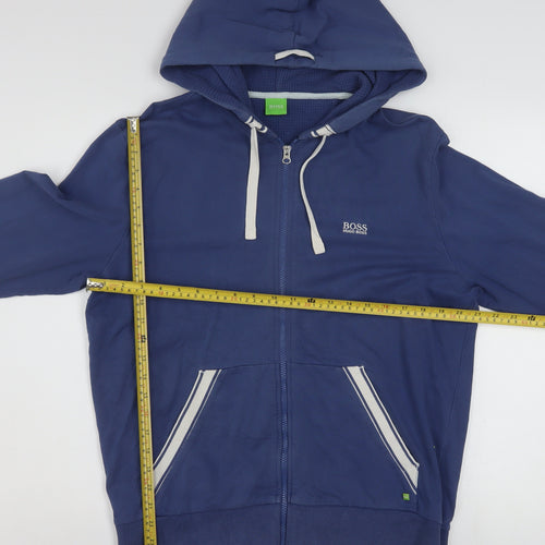 Hugo Boss Men's Blue Full Zip Hoodie Size L Jersey Cotton
