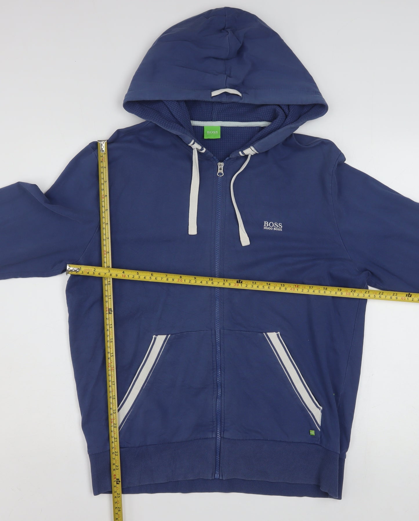 Hugo Boss Men's Blue Full Zip Hoodie Size L Jersey Cotton