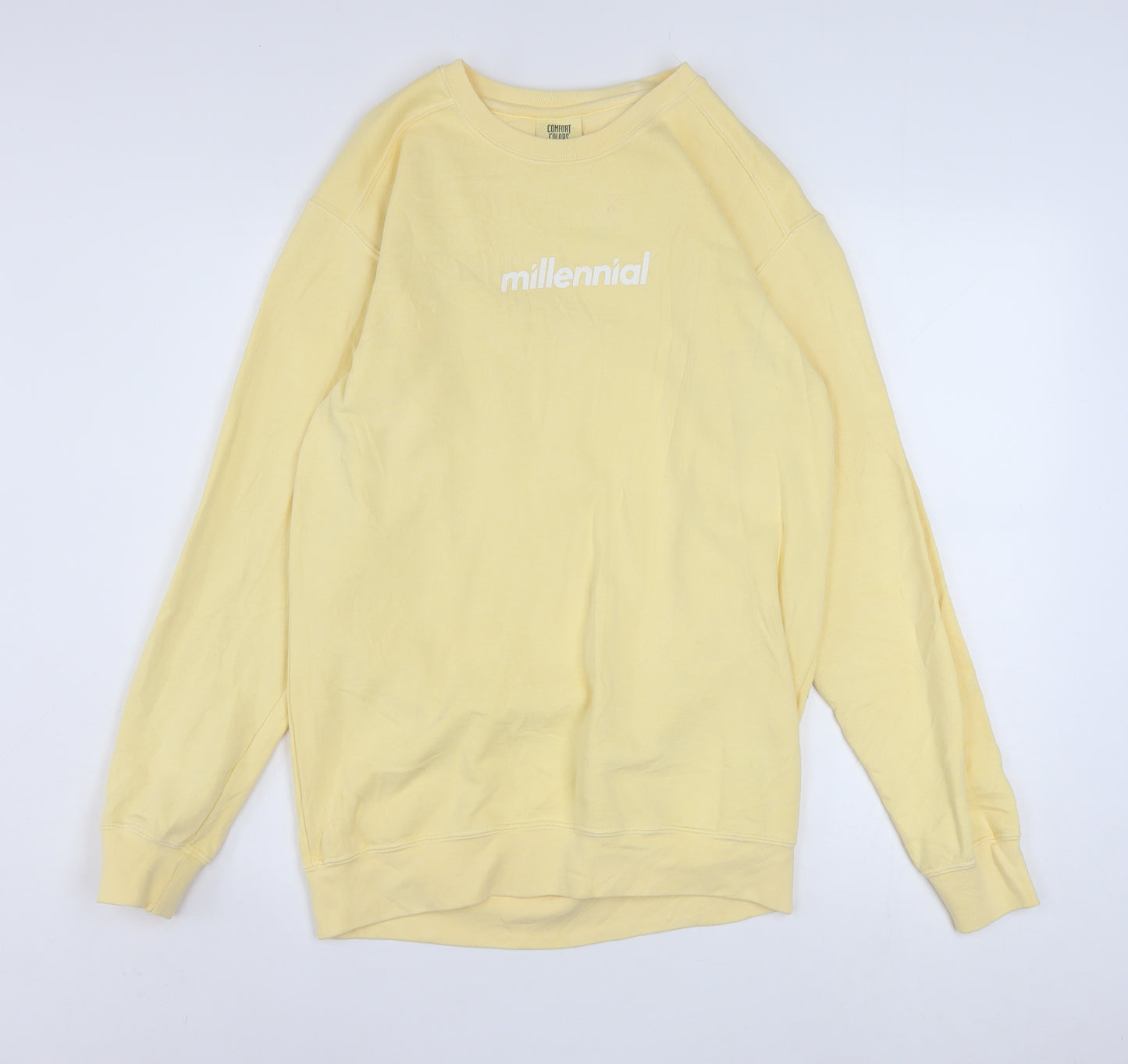 Comfort Colors Men's Yellow Millennial Sweatshirt Small Cotton Blend