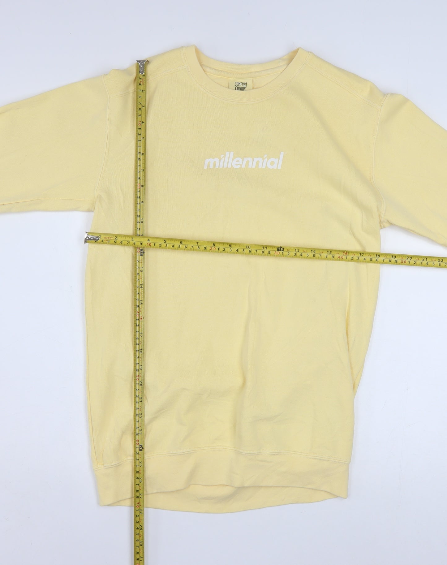 Comfort Colors Men's Yellow Millennial Sweatshirt Small Cotton Blend