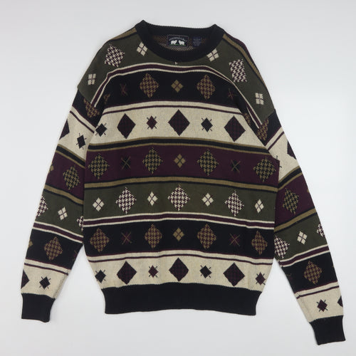 Woods & Gray Men's Multicoloured Cotton Argyle Jumper L