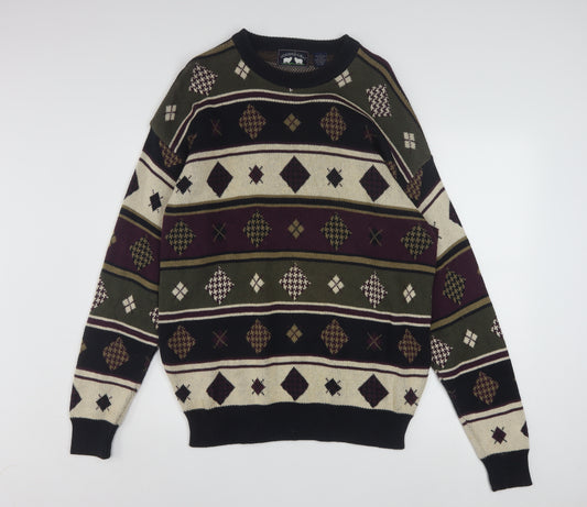 Woods & Gray Men's Multicoloured Cotton Argyle Jumper L