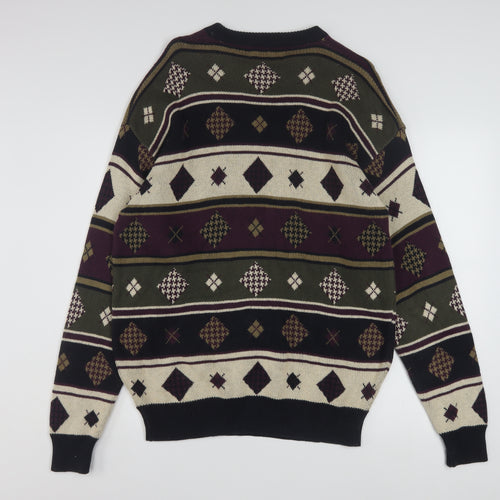 Woods & Gray Men's Multicoloured Cotton Argyle Jumper L