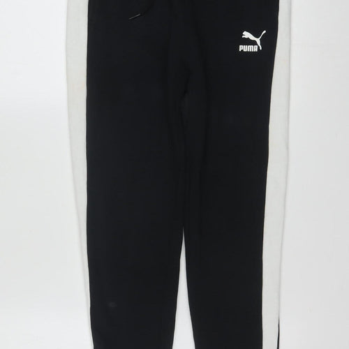 Puma Womens Black Jogger Trousers Size 8 Slim Fit Stretch Cotton