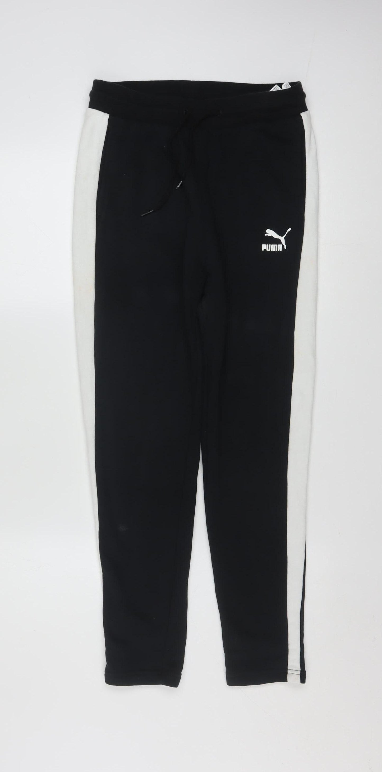 Puma Womens Black Jogger Trousers Size 8 Slim Fit Stretch Cotton