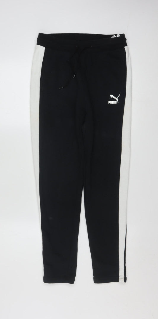 Puma Womens Black Jogger Trousers Size 8 Slim Fit Stretch Cotton