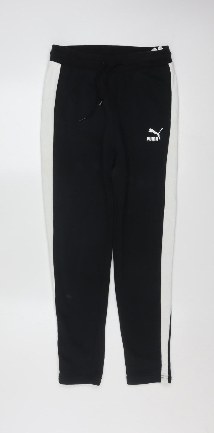 Puma Womens Black Jogger Trousers Size 8 Slim Fit Stretch Cotton