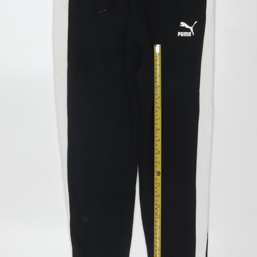 Puma Womens Black Jogger Trousers Size 8 Slim Fit Stretch Cotton