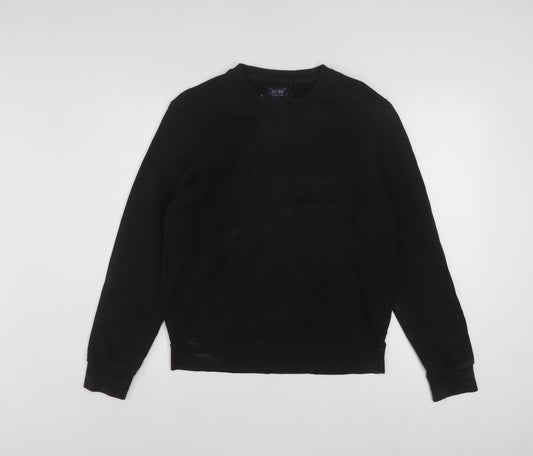 Armani Jeans Men's Black Small Crew Neck Logo Pullover Sweatshirt